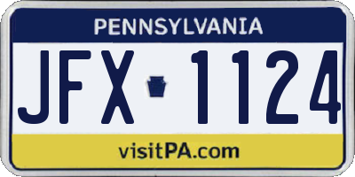 PA license plate JFX1124
