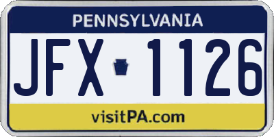 PA license plate JFX1126
