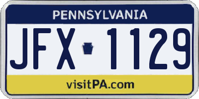 PA license plate JFX1129