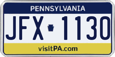 PA license plate JFX1130