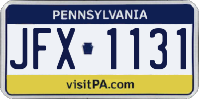 PA license plate JFX1131