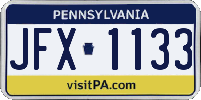 PA license plate JFX1133