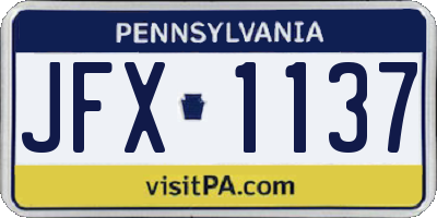 PA license plate JFX1137