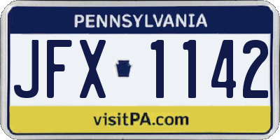 PA license plate JFX1142