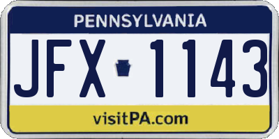 PA license plate JFX1143