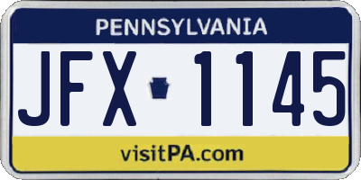 PA license plate JFX1145