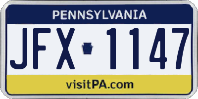 PA license plate JFX1147