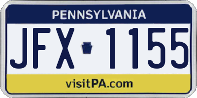 PA license plate JFX1155