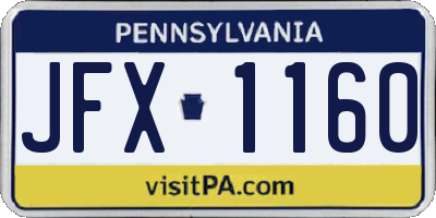 PA license plate JFX1160