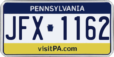 PA license plate JFX1162