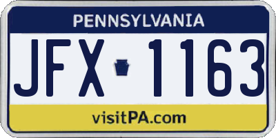 PA license plate JFX1163
