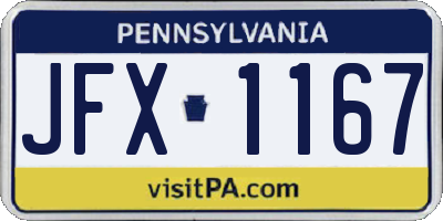 PA license plate JFX1167