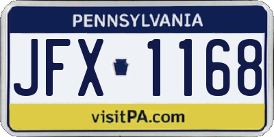 PA license plate JFX1168
