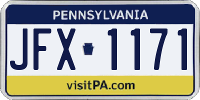 PA license plate JFX1171
