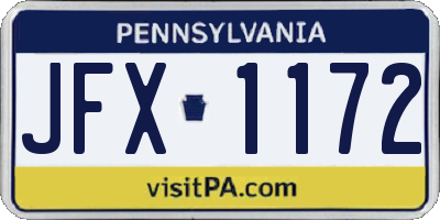 PA license plate JFX1172