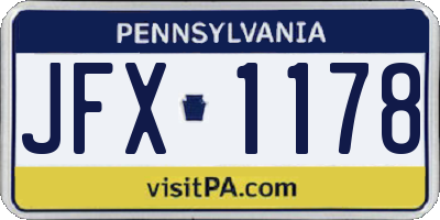PA license plate JFX1178