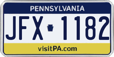PA license plate JFX1182