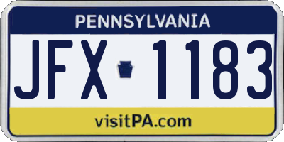 PA license plate JFX1183