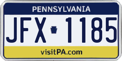 PA license plate JFX1185