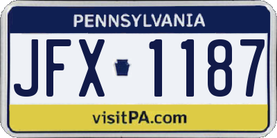 PA license plate JFX1187