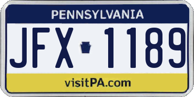PA license plate JFX1189