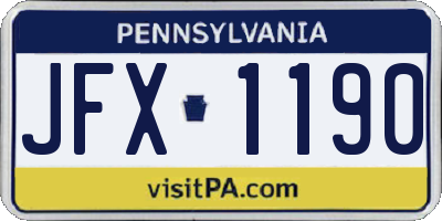 PA license plate JFX1190