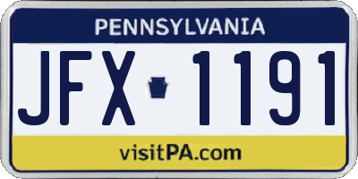 PA license plate JFX1191