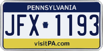 PA license plate JFX1193