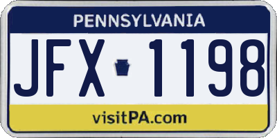 PA license plate JFX1198