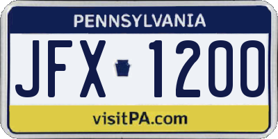 PA license plate JFX1200