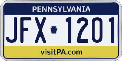 PA license plate JFX1201