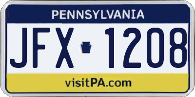 PA license plate JFX1208