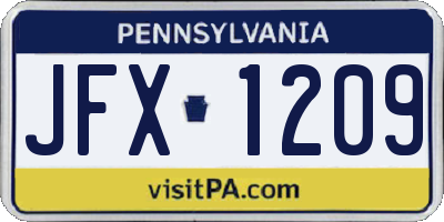 PA license plate JFX1209