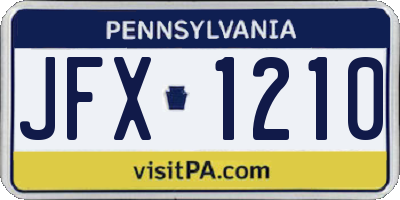 PA license plate JFX1210
