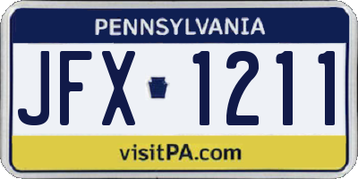 PA license plate JFX1211