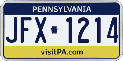 PA license plate JFX1214
