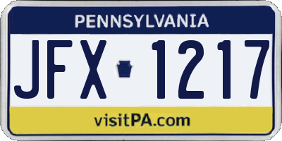PA license plate JFX1217