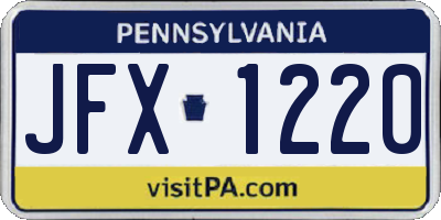 PA license plate JFX1220