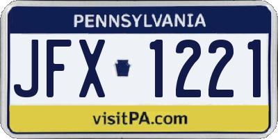 PA license plate JFX1221
