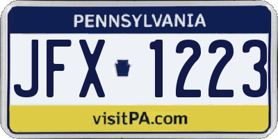 PA license plate JFX1223