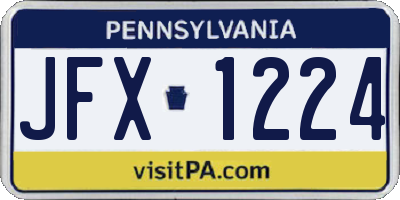 PA license plate JFX1224