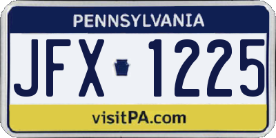 PA license plate JFX1225