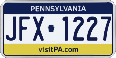 PA license plate JFX1227