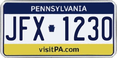 PA license plate JFX1230