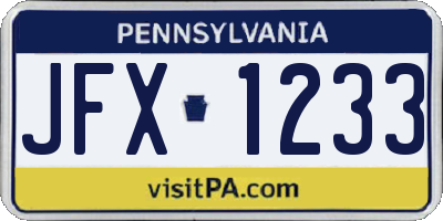 PA license plate JFX1233