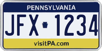 PA license plate JFX1234