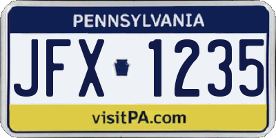 PA license plate JFX1235
