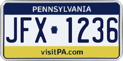 PA license plate JFX1236
