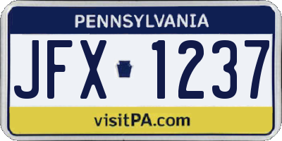 PA license plate JFX1237