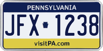 PA license plate JFX1238